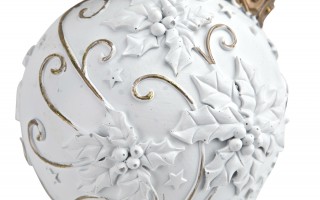 Ozdoba świąteczna Bombki ceramiczne 42 cm biało-złota