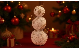 Ozdoba świąteczna Bombki ceramiczne 42 cm biało-złota