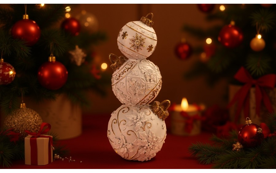 Ozdoba świąteczna Bombki ceramiczne 42 cm biało-złota