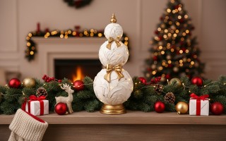 Ozdoba świąteczna LED Bombki ceramiczne 60 cm biało-złota