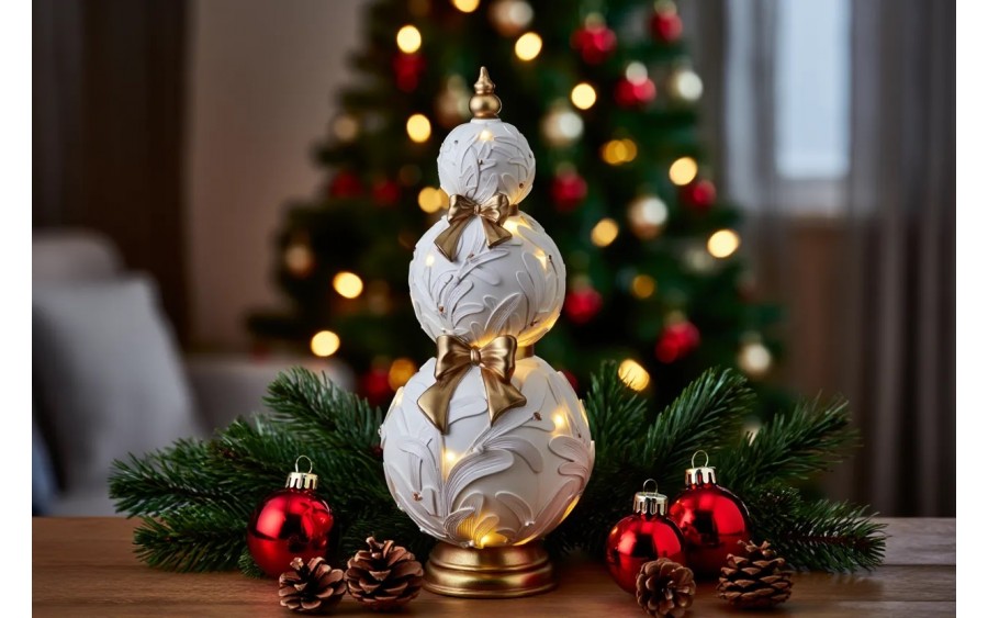 Ozdoba świąteczna LED Bombki ceramiczne 60 cm biało-złota