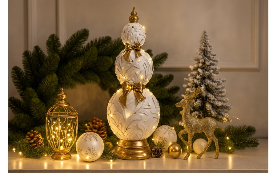 Ozdoba świąteczna LED Bombki ceramiczne 60 cm biało-złota