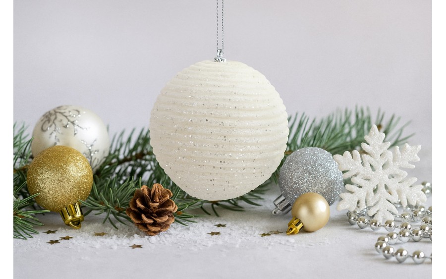 Komplet bombek 6 szt. biały 10 cm 156707