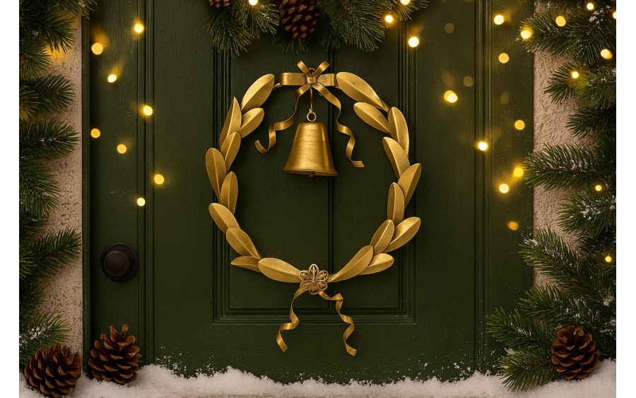 Dekoracja świąteczna Wianek metalowy złoty 38 cm