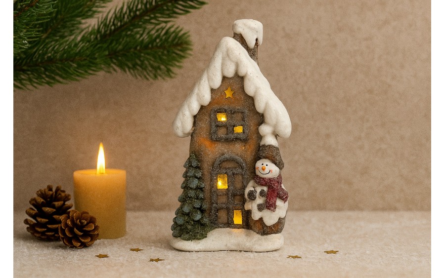 Figurka ozdobna Domek świecący LED H44 cm