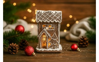 Figurka ozdobna Domek z piernika świecący LED H21 cm