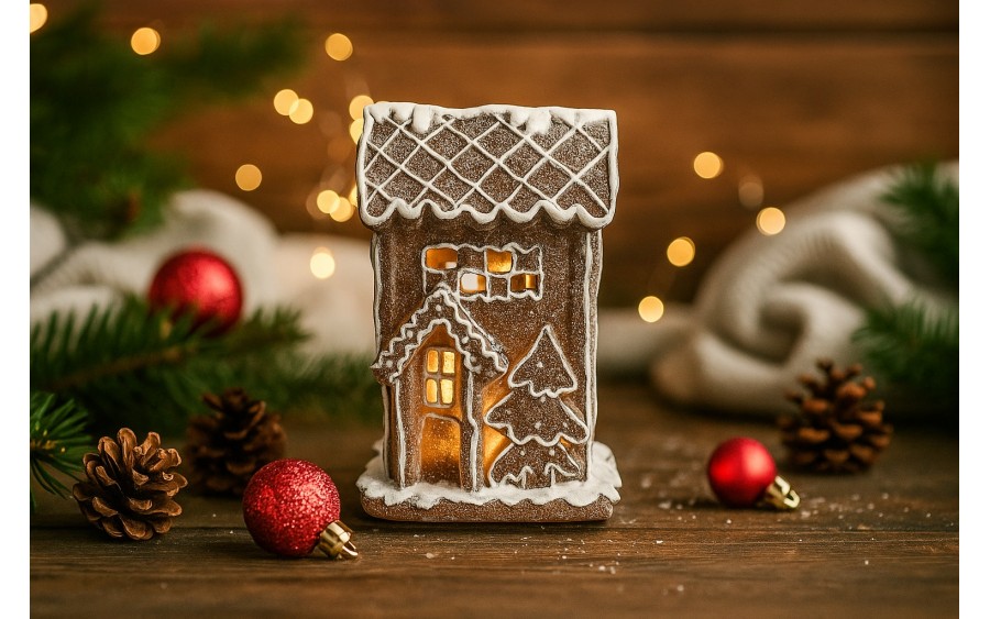 Figurka ozdobna Domek z piernika świecący LED H21 cm