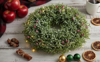 Ozdoba świąteczna Wianek czerwone kulki 40 cm