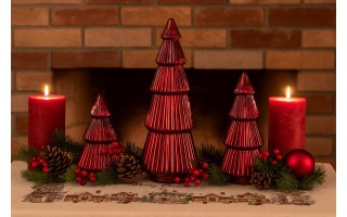 Ozdoba szklana Choinka czerwona duża 54 cm