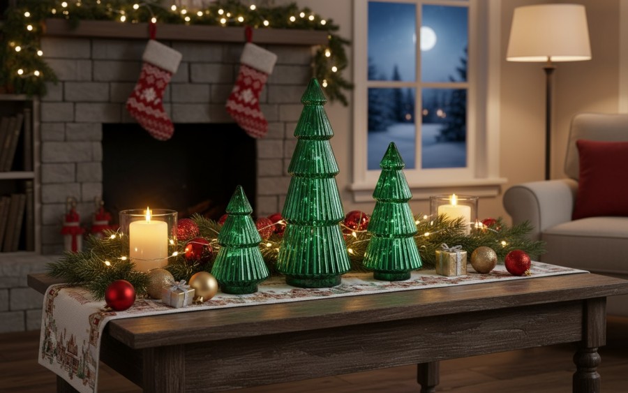 Ozdoba szklana Choinka zielona mała 30 cm