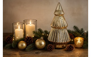 Ozdoba szklana Choinka złota mała 30 cm