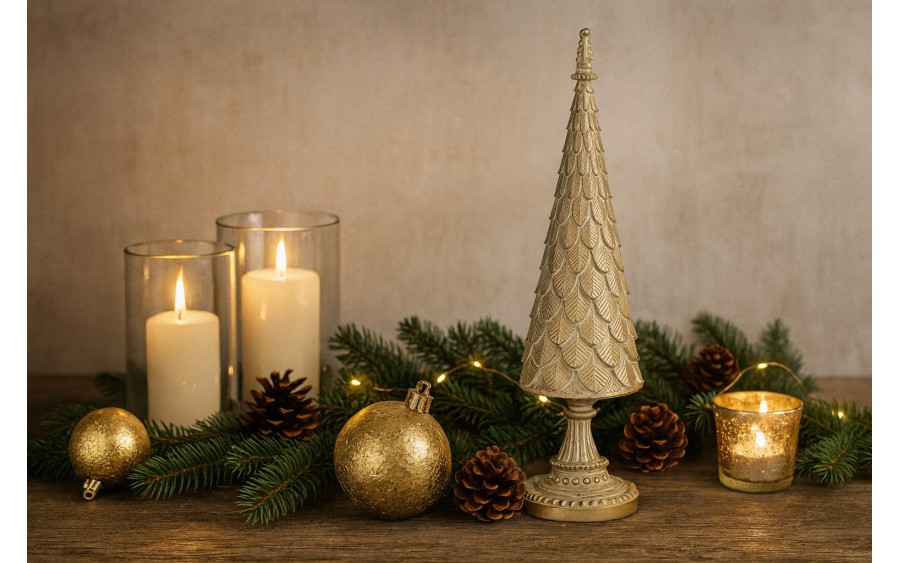 Figurka świąteczna Choinka złota 41,5cm