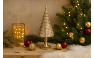 Figurka świąteczna Choinka złota 23cm