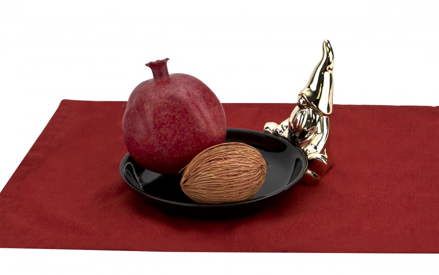 Talerz ozdobny deserowy 18 cm z Krasnalem czarny