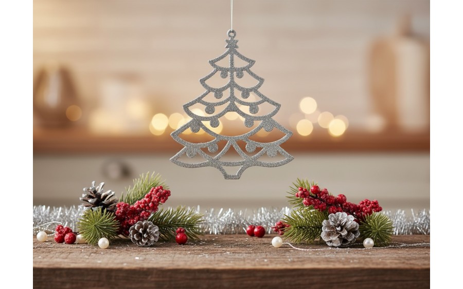 12x Ozdoba świąteczna choinka srebrna