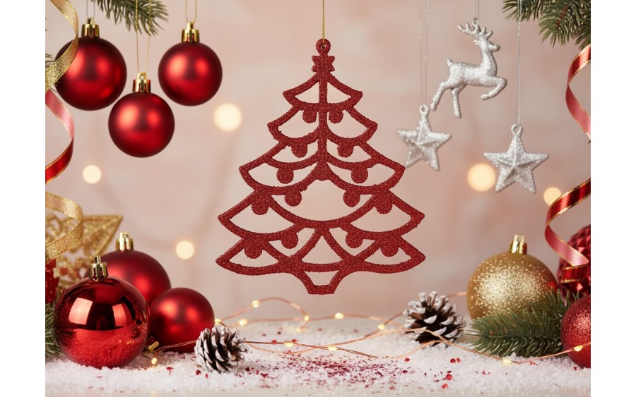 12x Ozdoba świąteczna choinka czerwona