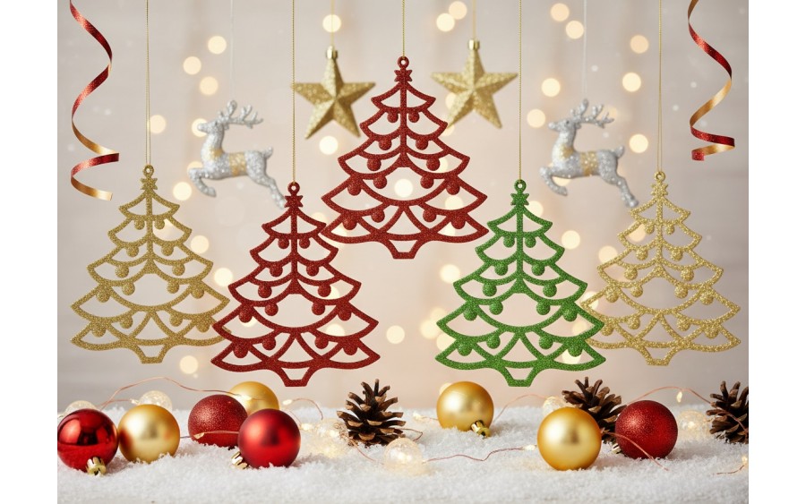 12x Ozdoba świąteczna choinka srebrna