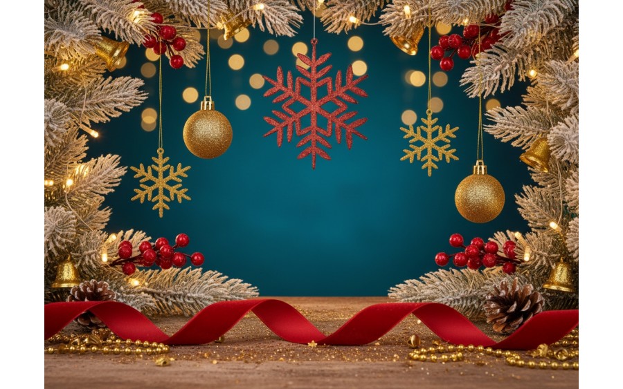 12x Ozdoba świąteczna śnieżynka czerwona