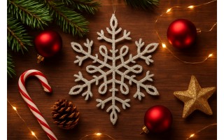 12x Ozdoba świąteczna śnieżynka srebrna