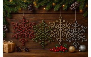 12x Ozdoba świąteczna śnieżynka zielona