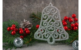 12x Ozdoba świąteczna srebrny dzwonek