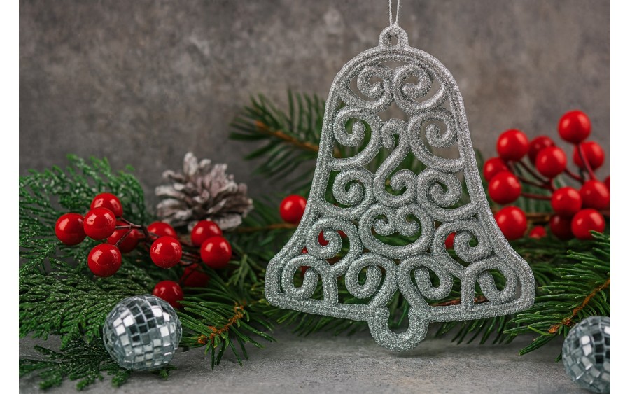 12x Ozdoba świąteczna srebrny dzwonek