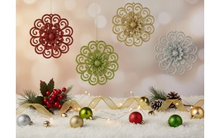 3x Ozdoba świąteczna kwiat czerwony