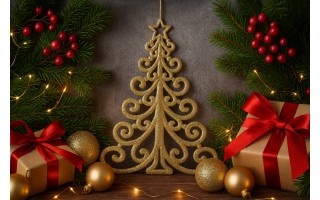 Ozdoba świąteczna Choinka złota