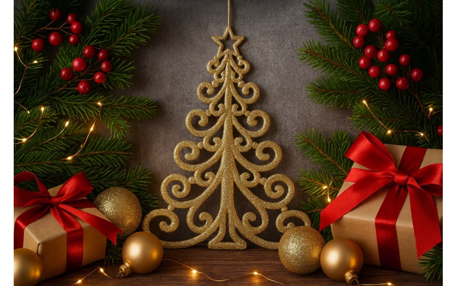 Ozdoba świąteczna Choinka złota