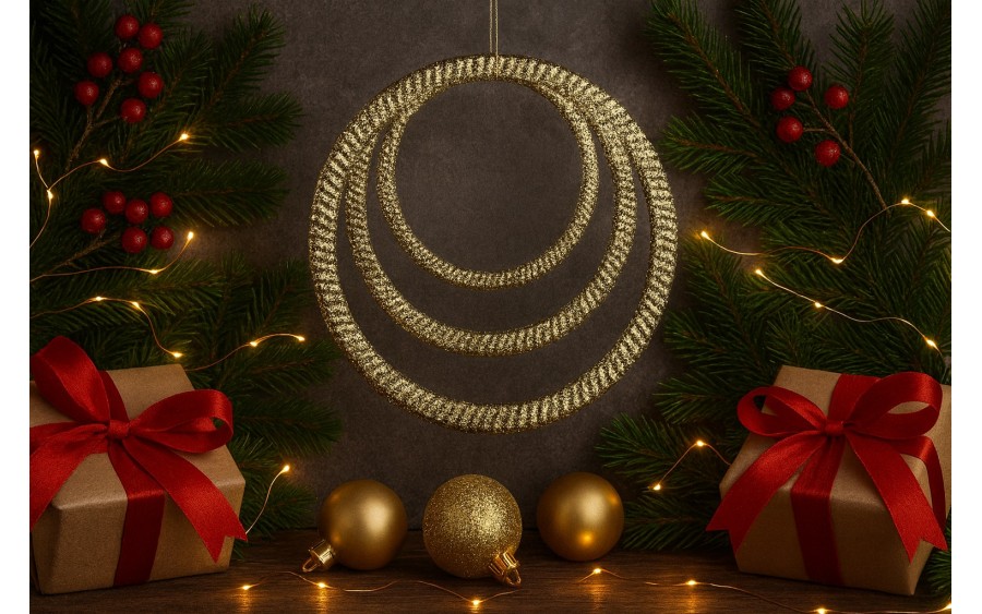 12x Ozdoba świąteczna złota kółko