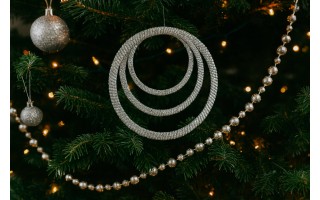 12x Ozdoba świąteczna srebrna kółko