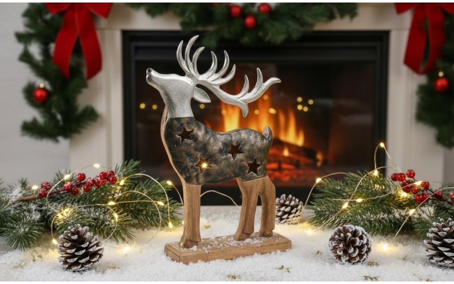 Figurka świąteczna drewniana Renifer 30 cm