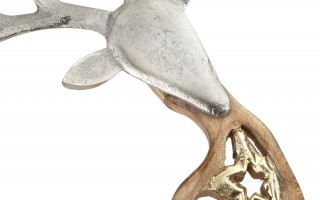 Figurka świąteczna drewniana Renifer 50 cm złota