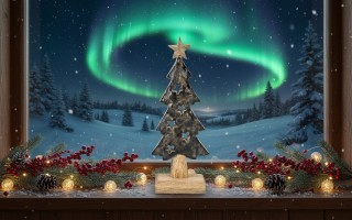 Figurka świąteczna drewniana Choinka 40 cm duża