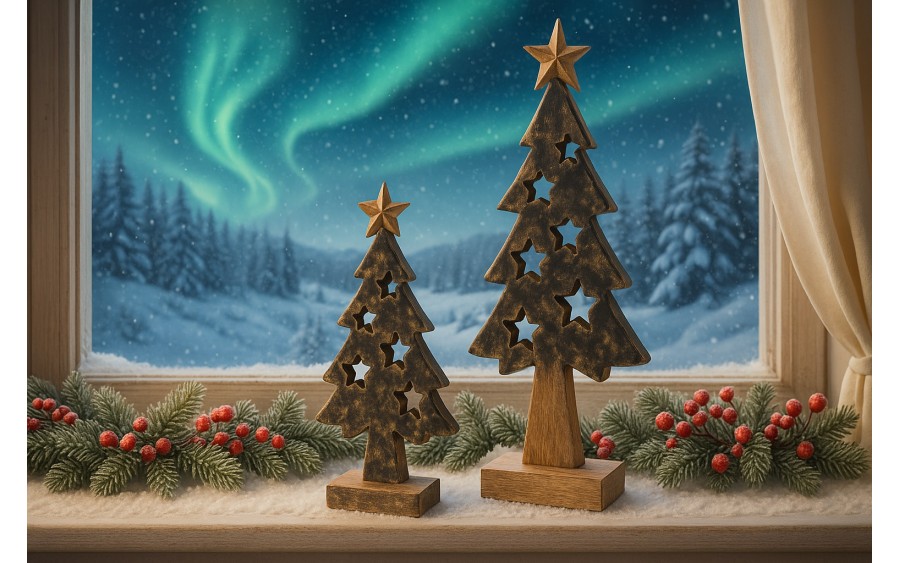 Figurka świąteczna drewniana Choinka 30 cm mała