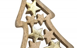 Figurka świąteczna drewniana Choinka 40 cm duża złota