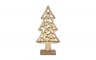 Figurka świąteczna drewniana Choinka 40 cm duża złota