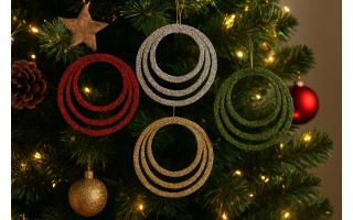 12x Ozdoba świąteczna złota kółko