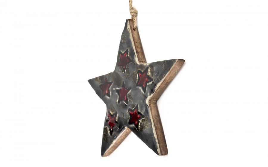 Zawieszka świąteczna z drewna Gwiazda 15 cm