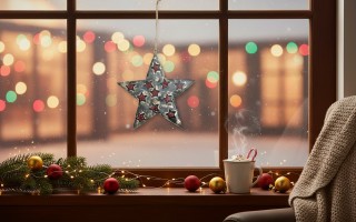 Dekoracja świąteczna z drewna Gwiazda 10 cm