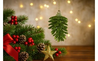 6x Ozdoba świąteczna szyszka zielona