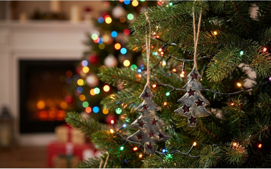 Zawieszka świąteczna z drewna Choinka 12 cm