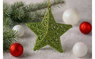 4x Ozdoba świąteczna zielona gwiazdka