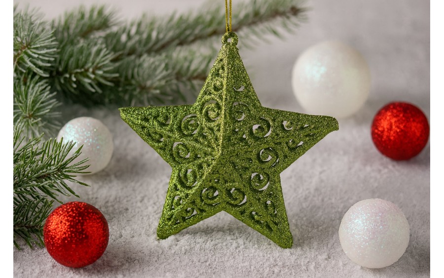 4x Ozdoba świąteczna zielona gwiazdka