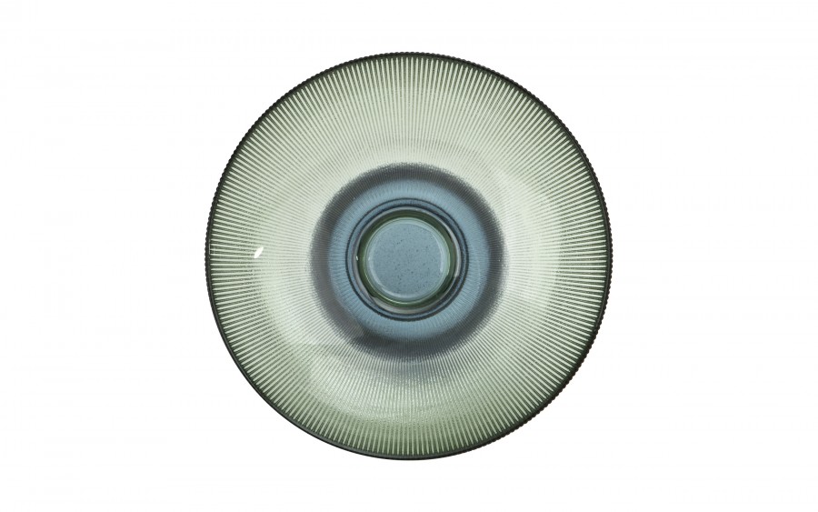 Patera dekoracyjna szklana 25 cm zielono-niebieska