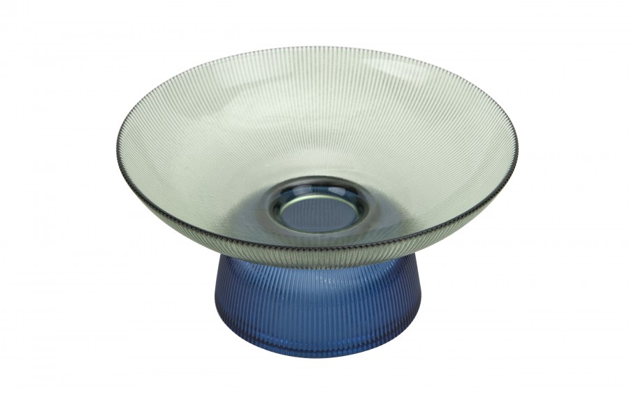 Patera dekoracyjna szklana 25 cm zielono-niebieska