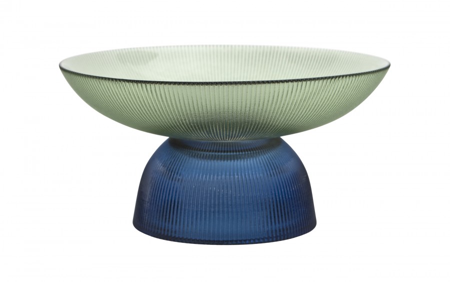 Patera dekoracyjna szklana 25 cm zielono-niebieska