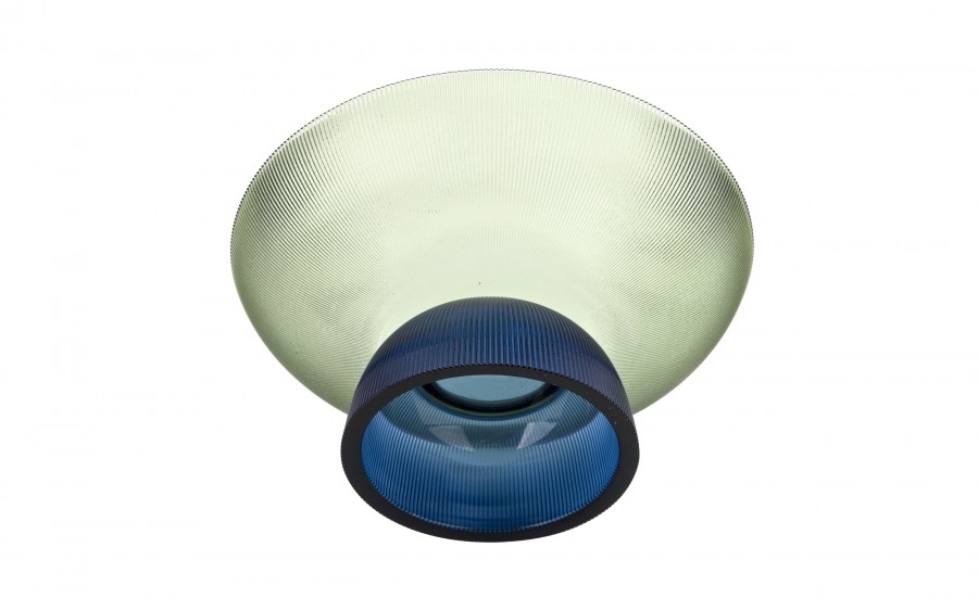 Patera dekoracyjna szklana 35 cm zielono-niebieska