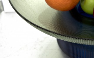 Patera dekoracyjna szklana 35 cm zielono-niebieska