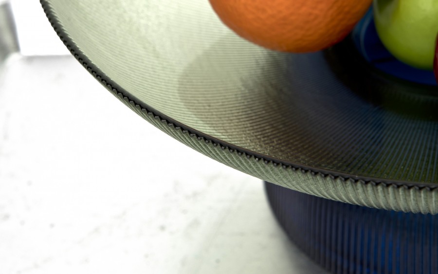 Patera dekoracyjna szklana 35 cm zielono-niebieska